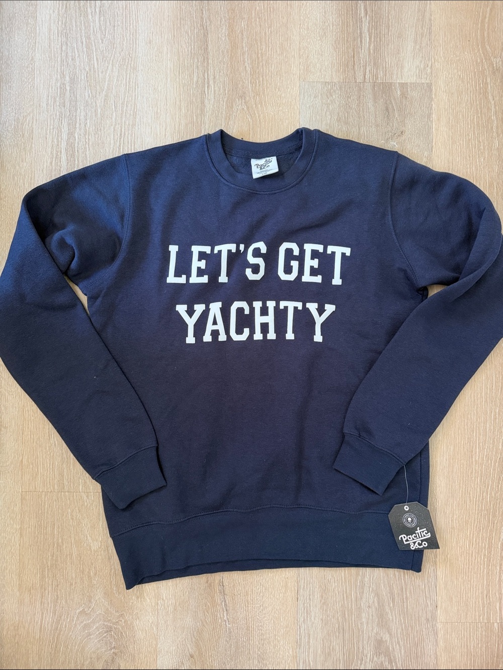 Navy "Let's Get Yachty" Crewneck Sweater Pacific & Co. Small